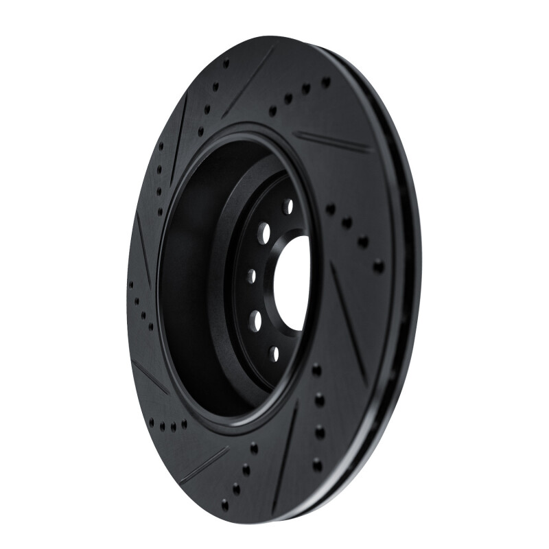 Maserati Ghibli Brake Rotor (1) - Rear Right - R1 Concepts - Drilled & Slotted - Black - `14-`16